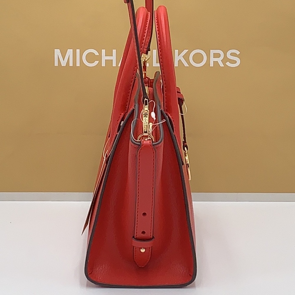 Michael Kors Avril Small Leather Top-Zip Satchel Flame color - Picture 4 of 16
